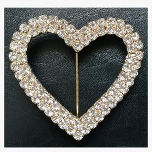 Elegant Gold and Silver Heart Brooch
